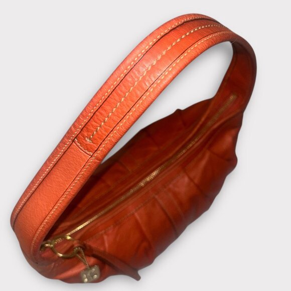 Coach Ergo Pleated Hobo 12235 Vermillion Leather Brass Shoulder Bag Fall Purse - Picture 6 of 9